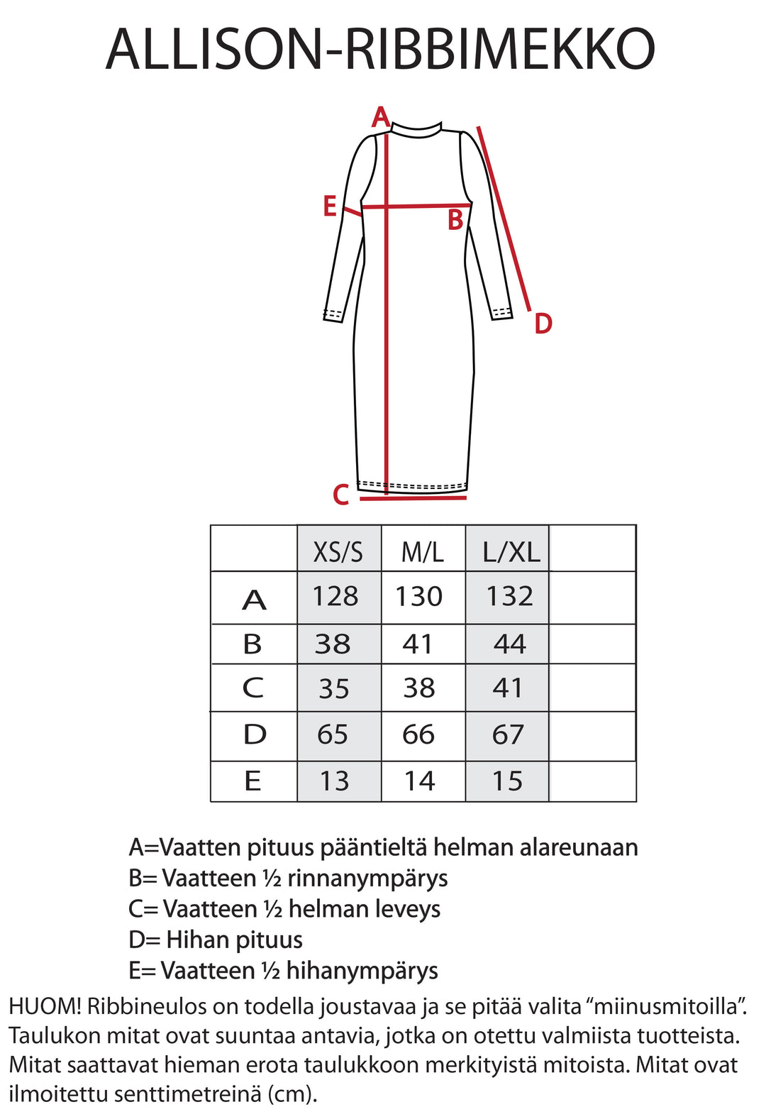 Allison-ribbimekon mitat.