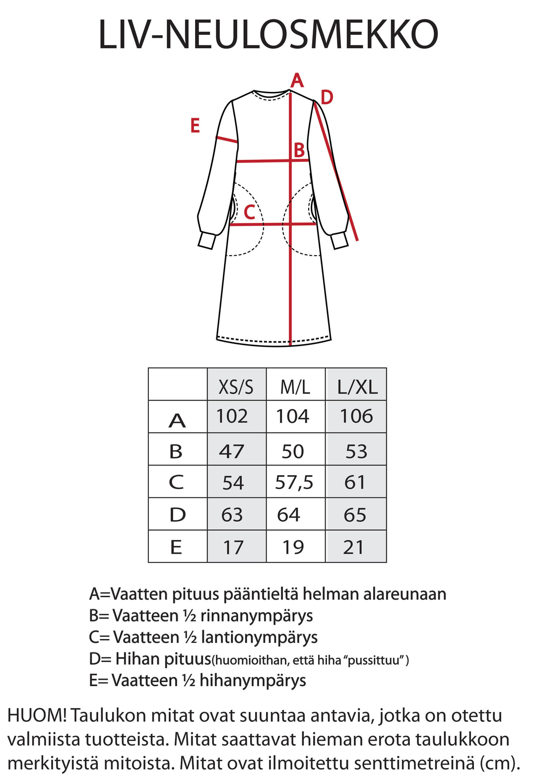 Liv-neulosmekon mitat.