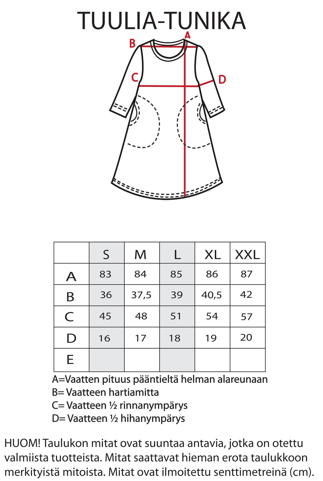 Tuulia-neulostunika Salainen Puutarha-kuosilla